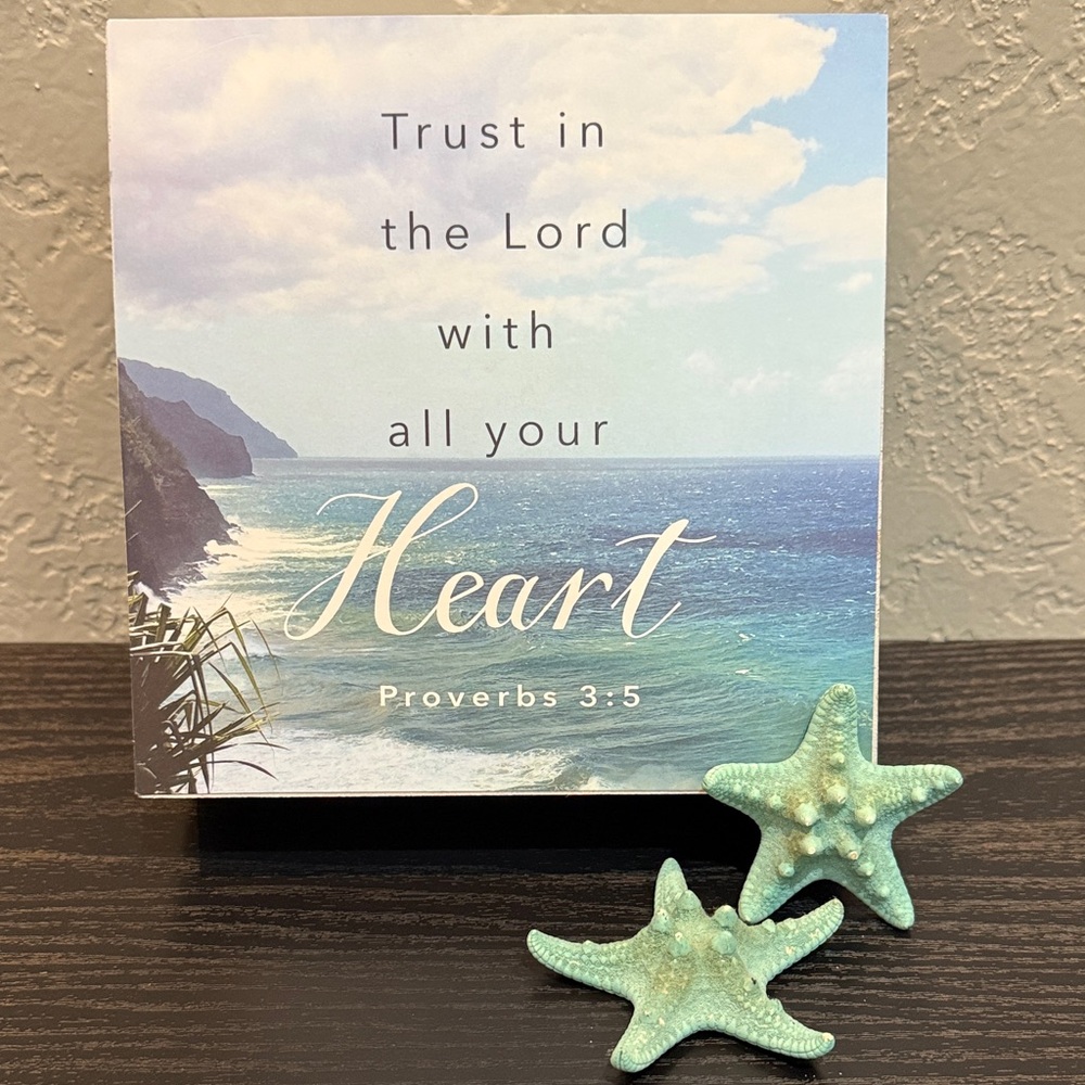 Inspirational Ocean Scene Plaque with Starfish Accents